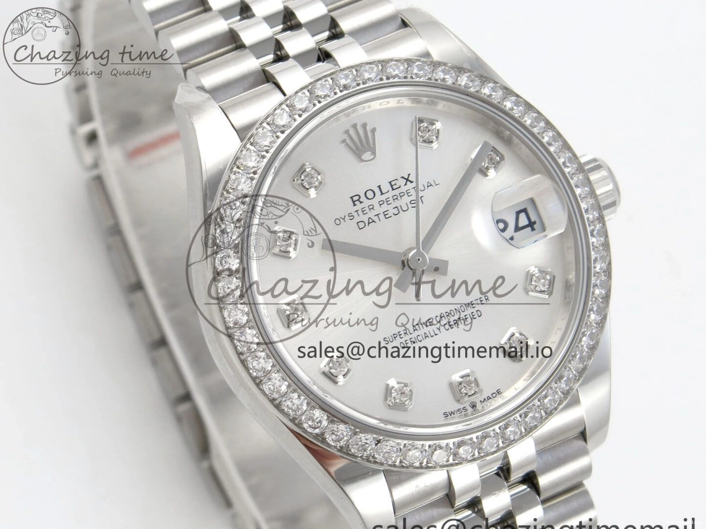 0404 Lightweight DateJust 31 278384RBR THBF 1:1 Best Edition 904L Steel Silver Diamonds Dial Diamonds Bezel on SS Oyster Bracelet HZ Cal. 22